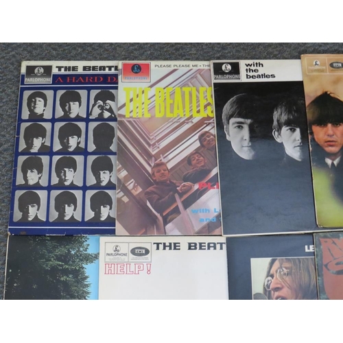 209 - FOURTEEN BEATLES RECORDS TO INCLUDE HARD DAYS NIGHT MONO PMC 1230, Please Please Me Stereo, PCS 3042... 