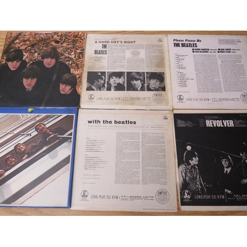 209 - FOURTEEN BEATLES RECORDS TO INCLUDE HARD DAYS NIGHT MONO PMC 1230, Please Please Me Stereo, PCS 3042... 