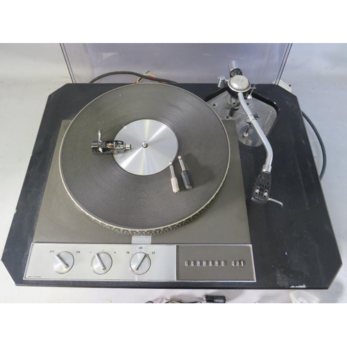 210 - A GARRARD MODEL 401 TRANSCRIPTION TURNTABLE SET ON PRECUT MOTORBOARD & GRANITE BASE, the stylus arm ... 