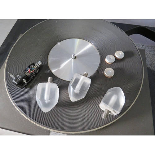 210 - A GARRARD MODEL 401 TRANSCRIPTION TURNTABLE SET ON PRECUT MOTORBOARD & GRANITE BASE, the stylus arm ... 