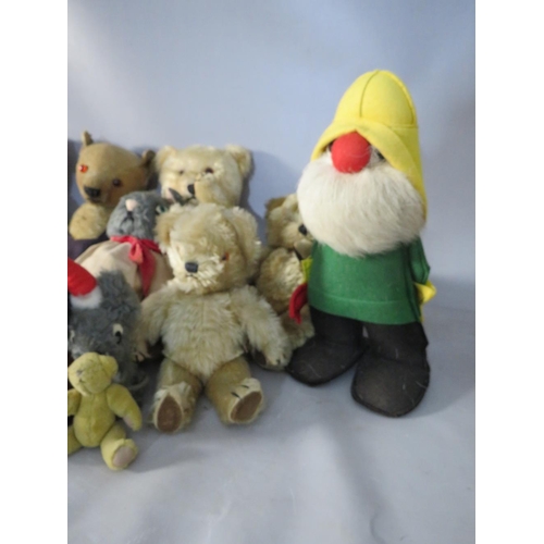 221 - A COLLECTION OF ELEVEN VINTAGE / ANTIQUE BEARS, to include examples by Chad Valley, plus a Japanese ... 