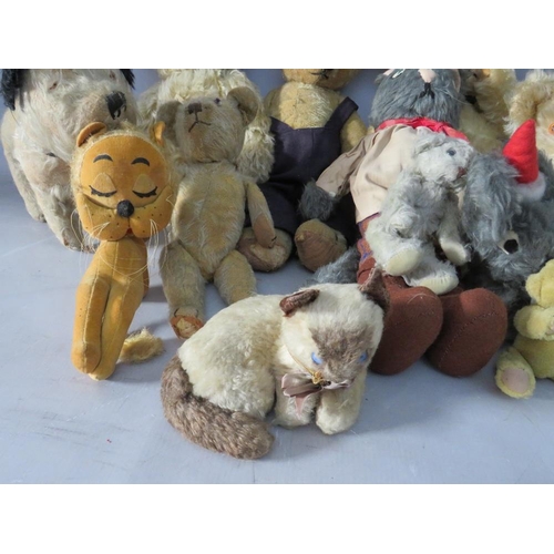 221 - A COLLECTION OF ELEVEN VINTAGE / ANTIQUE BEARS, to include examples by Chad Valley, plus a Japanese ... 