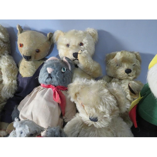 221 - A COLLECTION OF ELEVEN VINTAGE / ANTIQUE BEARS, to include examples by Chad Valley, plus a Japanese ... 