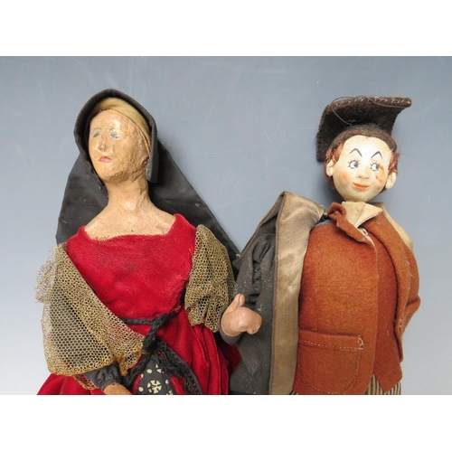 223 - A COLLECTION OF FOUR ANTIQUE COLLECTORS DOLLS, to include a wax faced example, tallest H 34 cm (4)