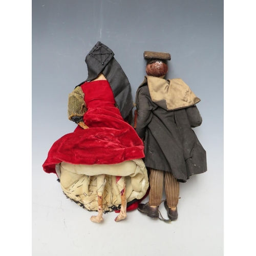 223 - A COLLECTION OF FOUR ANTIQUE COLLECTORS DOLLS, to include a wax faced example, tallest H 34 cm (4)