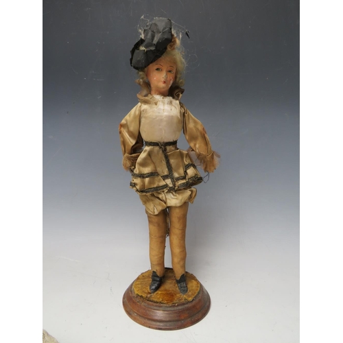 223 - A COLLECTION OF FOUR ANTIQUE COLLECTORS DOLLS, to include a wax faced example, tallest H 34 cm (4)