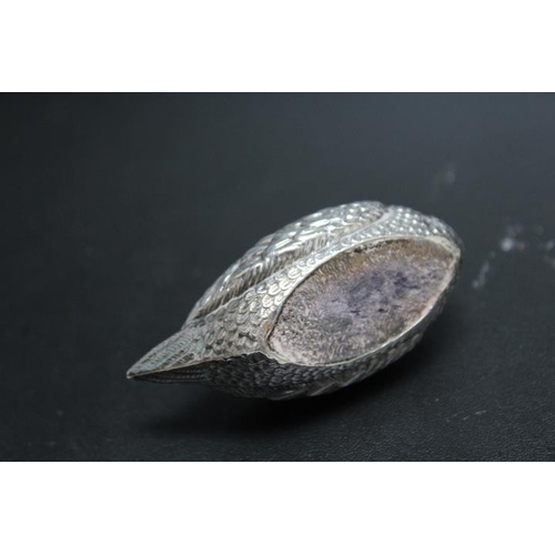 230 - A HALLMARKED SILVER NOVELTY PIN CUSHION IN THE FORM OF A SWAN BY ADIE AND LOVEKIN LTD  - BIRMINGHAM ... 