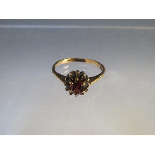 244 - A HALLMARKED 9CT GOLD CITRINE AND DIAMOND DRESS RING, approximately 2.15 g, ring size O