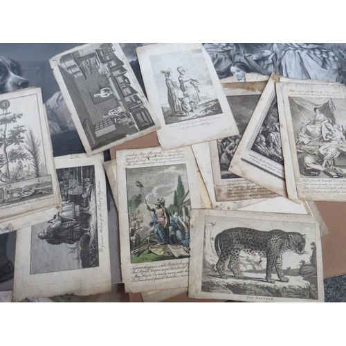 25 - A LARGE FOLDER OF MAINLY 18TH AND 19TH CENTURY ENGRAVINGS, various artists and subjects to include J... 