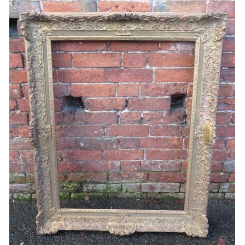29 - A 19TH CENTURY GILT RECTANGULAR PICTURE FRAME, with acanthus moulded detail throughout, slip rebate ... 