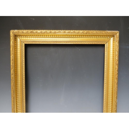 33 - A 19TH CENTURY GOLD FRAME, with acanthus leaf design to outer edge, frame W 6.5 cm, rebate 57 x 43 c... 