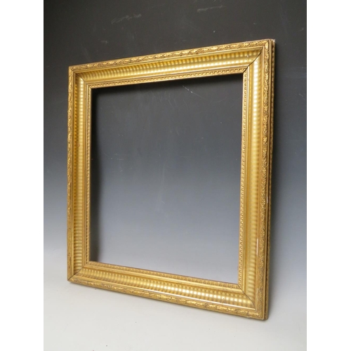 33 - A 19TH CENTURY GOLD FRAME, with acanthus leaf design to outer edge, frame W 6.5 cm, rebate 57 x 43 c... 