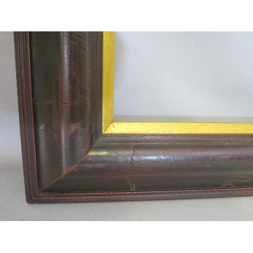 39 - A LATE 19TH . EARLY 20TH CENTURY EBONISED DUTCH FRAME, with gold slip, frame W 10 cm, slip rebate 62... 