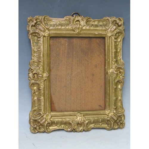 41 - A 19TH CENTURY DECORATIVE GOLD FRAME, glazed, frame W 5 cm, rebate 18 x 14 cm