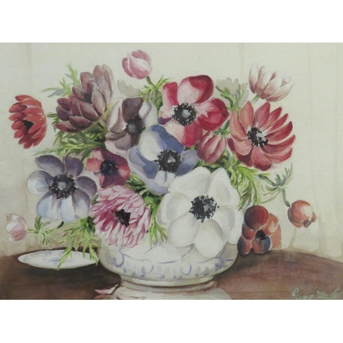 44 - GEORGE TAYLOR (XX). Staffordshire potteries artist, a pair of still life studies of bowls of flowers... 