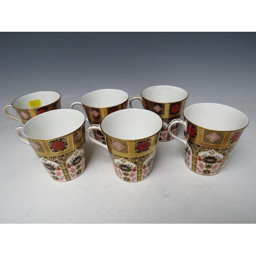 758 - SIX ROYAL CROWN DERBY 1128 OLD IMARI PATTERN COFFEE CANS