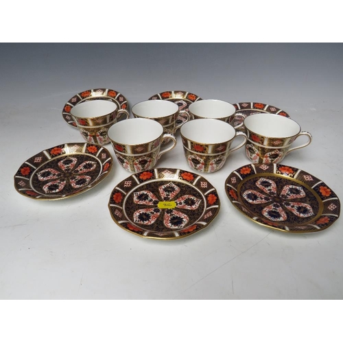 766 - SIX ROYAL CROWN DERBY IMARI PATTERN CUPS AND SAUCERS, cups H 6.5 cm, saucers Dia.14.5 cm, Condition ... 