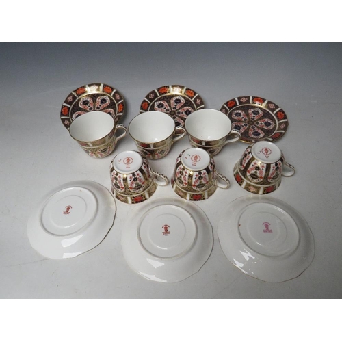 766 - SIX ROYAL CROWN DERBY IMARI PATTERN CUPS AND SAUCERS, cups H 6.5 cm, saucers Dia.14.5 cm, Condition ... 