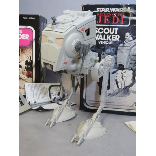 886 - THREE BOXED STAR WARS ITEMS TO INCLUDE RETURN OF THE JEDI SCOUT WALKER, Empire Strikes Back Battle D... 