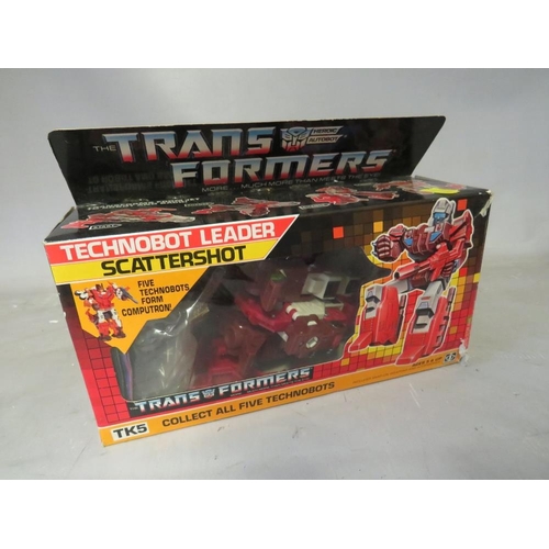 893 - FIVE BOXED HASBRO TRANSFORMERS TO INCLUDE SCATTERSHOT, Slag, Sideswipe, Jazz and Duocon Flywheels