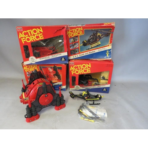 895 - A COLLECTION OF FOUR BOXED ACTION MAN ACTION FORCE VEHICLES TO INCLUDE ROBOSKULL AND RED WOLF, Shado... 