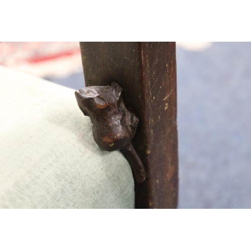 950 - A COLIN 'BEAVERMAN' ALMACK OAK DINING CHAIR, carved with a typical beaver to the inside frame