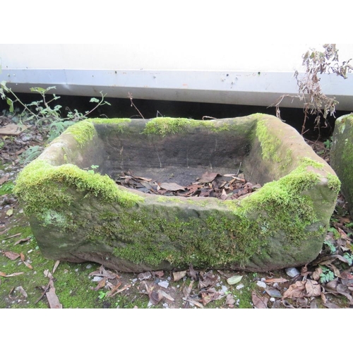 952 - A SMALL ANTIQUE RECTANGULAR SANDSTONE TROUGH, 55 x 39 cm, A/F