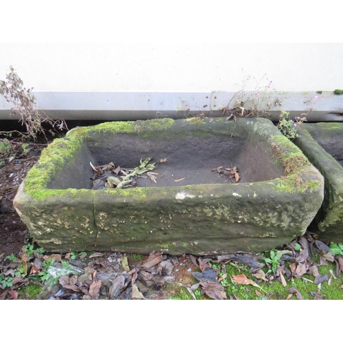 953 - A LARGE ANTIQUE RECTANGULAR SANDSTONE TROUGH, 79 x 45 cm, A/F