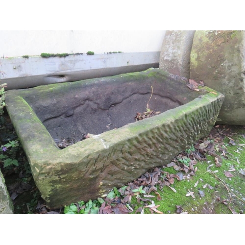 954 - A LARGE ANTIQUE RECTANGULAR SANDSTONE TROUGH, 83 x 46 cm, A/F