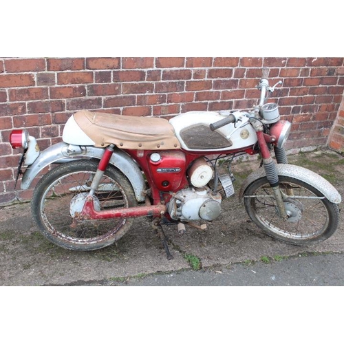 967 - A 1970 SUZUKI AS 50cc MOTORCYCLE, maroon frame and white fuel tank, mileage 18678, Reg: GBF 52H, wit... 