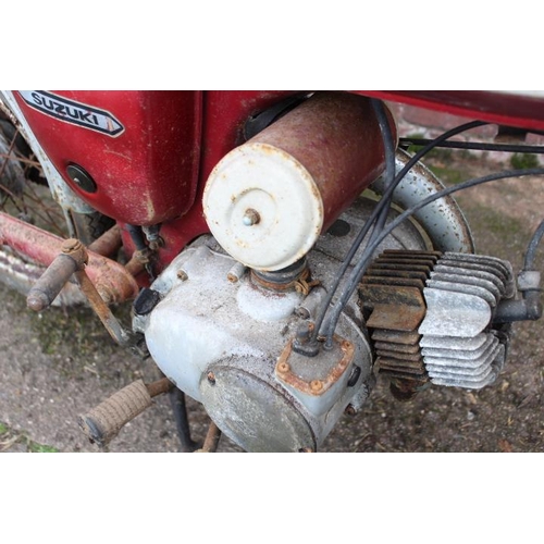 967 - A 1970 SUZUKI AS 50cc MOTORCYCLE, maroon frame and white fuel tank, mileage 18678, Reg: GBF 52H, wit... 