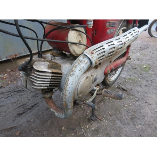 967 - A 1970 SUZUKI AS 50cc MOTORCYCLE, maroon frame and white fuel tank, mileage 18678, Reg: GBF 52H, wit... 