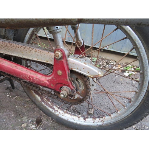 967 - A 1970 SUZUKI AS 50cc MOTORCYCLE, maroon frame and white fuel tank, mileage 18678, Reg: GBF 52H, wit... 