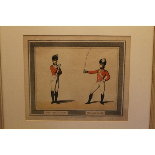 22 - (XVIII). Studies of swordplay positions 'Half Circle Guard & Medium Guard', unsigned, coloured print... 