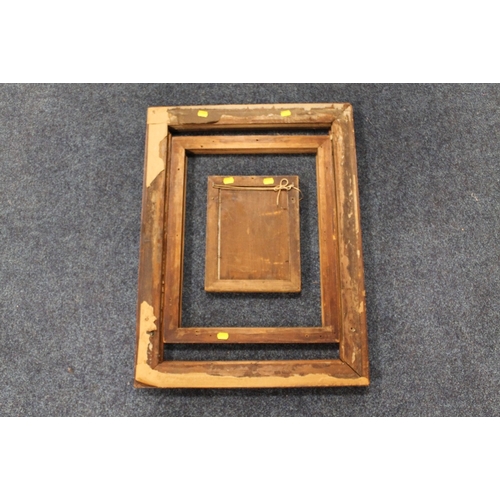 42 - THREE 19TH CENTURY MAPLE PICTURE FRAMES, rebates 23 x 17 cm (glazed), 45 x 34 cm and 60 x 42 cm