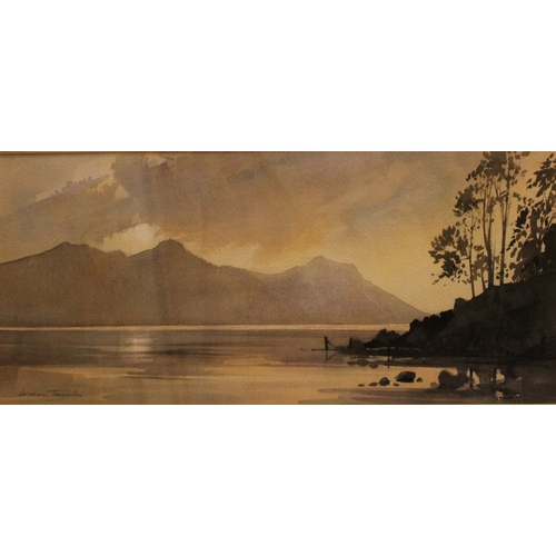 52 - IVAN TAYLOR (1946). 'Derwent Water', signed lower left, titled verso, framed and glazed, 23 x 50 cm