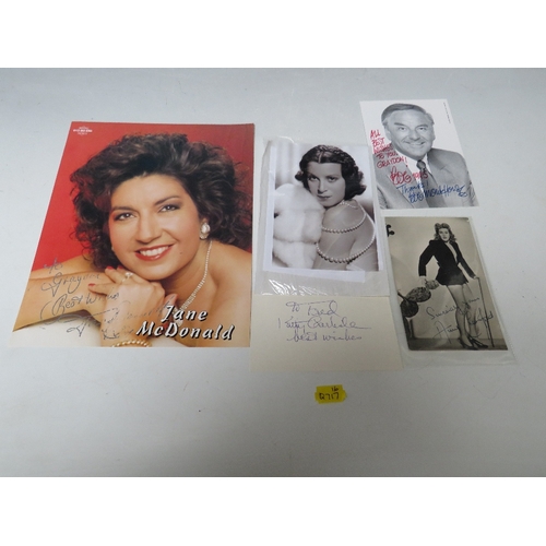 156 - A TRAY OF AUTOGRAPHS AND PHOTOGRAPHS, LETTERS, CARD AND PAPER OF MAINLY FILM STARS, ACTORS, ACTRESSE... 