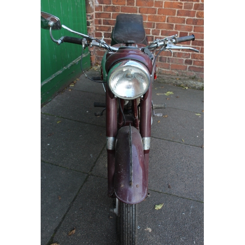 965 - A 1956 BSA B33 MOTORCYCLE IN MAROON PAINTWORK, with chrome side tank,, 500cc engine with Amal carbur... 