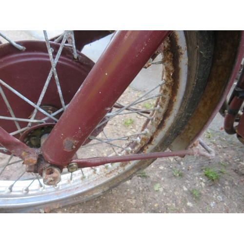 965 - A 1956 BSA B33 MOTORCYCLE IN MAROON PAINTWORK, with chrome side tank,, 500cc engine with Amal carbur... 