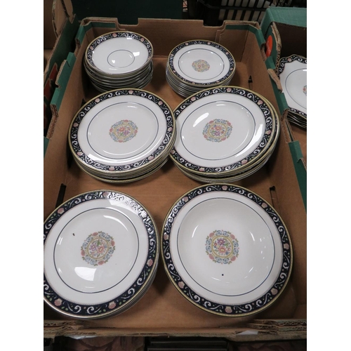 102 - THREE TRAYS OF WEDGWOOD RUNNYMEDE TEA/DINNER WARE