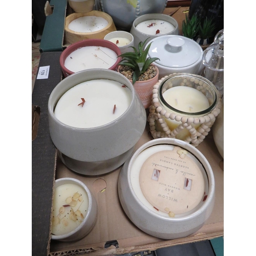 139 - TWO TRAYS OF ASSORTED SHOW HOME ACCESSORIES TO INCLUDE CANDLES ETC