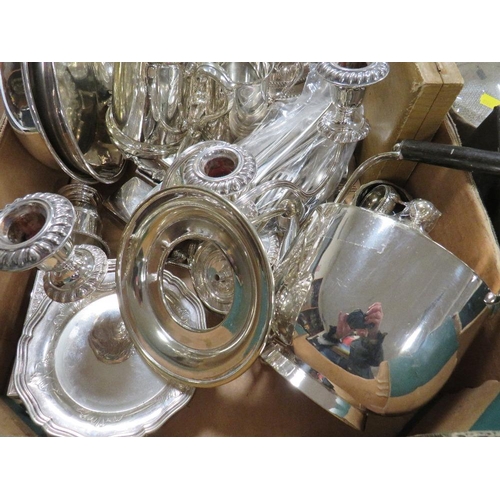 145 - TRAY OF VINTAGE SILVERPLATED MIXED TABLEWARE ITEMS