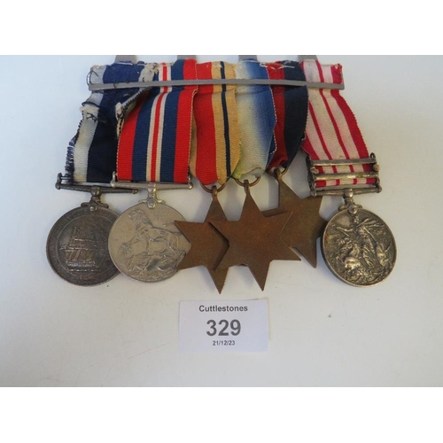 329 - A WWII ROYAL NAVY MEDAL GROUP OF SIX, CONSISTING OF WAR MEDAL, 1939 / 45 STAR, ATLANTIC STAR, AFRICA... 