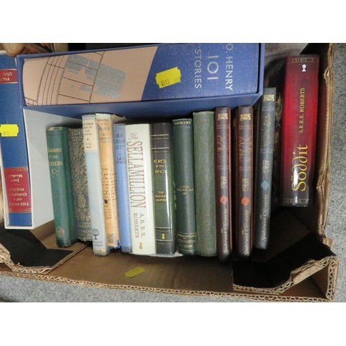 183 - A TRAY OF ASSORTED BOOKS TO INCLUDE A FOLIO SOCIETY 101 O.HENRY STORIES