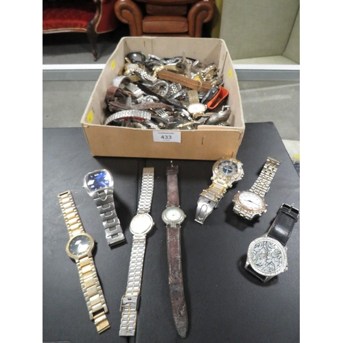 433 - A BOX OF WATCHES