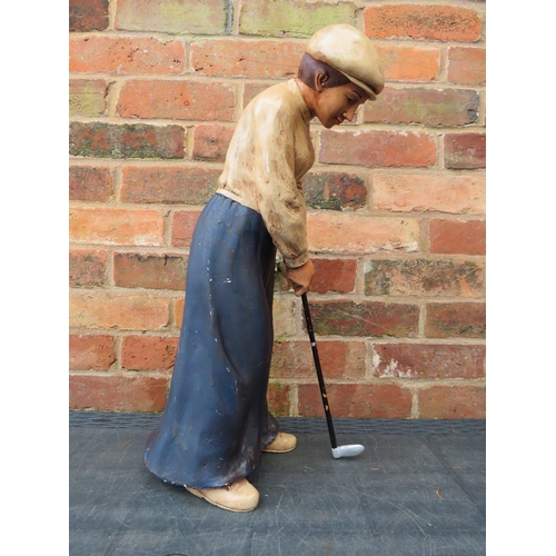 78 - A VINTAGE STYLE FEMALE GOLFING FIGURE - H 61 cm