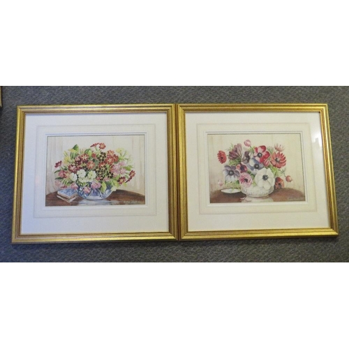 12 - GEORGE TAYLOR (XX). Staffordshire potteries artist, a pair of still life studies of bowls of flowers... 