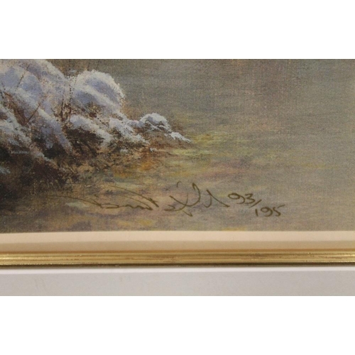 21 - A FRAMED AND GLAZED SIGNED LIMITED EDITION PRINT BY DAVID DIPNALL ENTITLED DECEMBER SUNSET