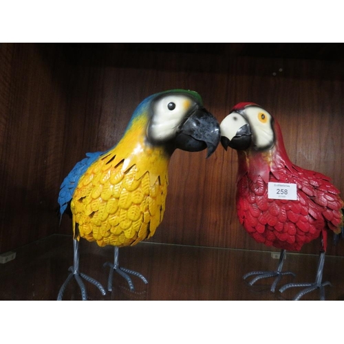 258 - TWO METAL PARROTS