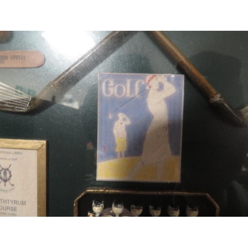 262 - GLAZED GOLF DISPLAY WITH SINGLE DRAWER TOGETHER WITH A THREE DRAWER JEWELLERY BOX